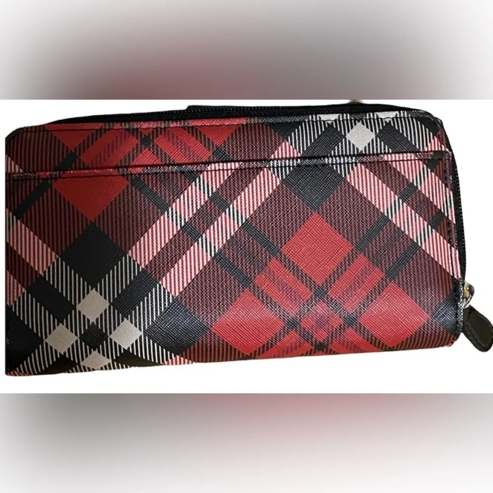 Giani Bernini wallet Red black and tan plaid, new with tags - Picture 3 of 7